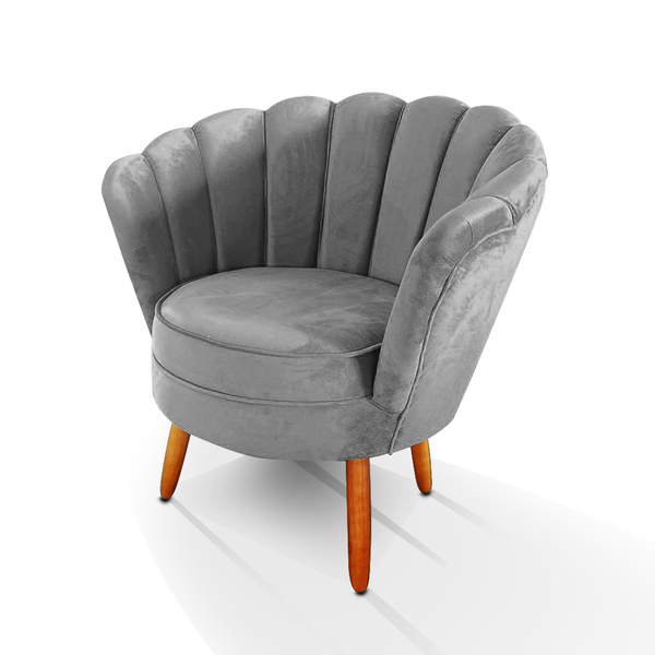 Poltrona Pétala Decorativa Para Sala E Quarto Pés Palito Velu