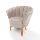 Poltrona Pétala Decorativa Para Sala E Quarto Pés Palito Velu