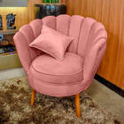 Poltrona Pétala Decorativa Para Sala E Quarto Pés Palito Velu