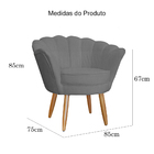 Poltrona Pétala Decorativa Suede Cinza Pés De Palito - Vallis