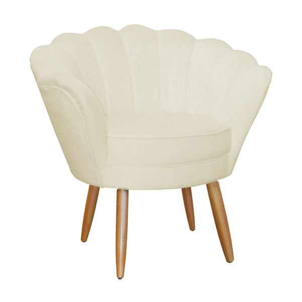 Poltrona Pétala Decorativa Suede Marfim Pés De Palito - Valli