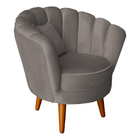 Poltrona Petala Elegancia Decorativa Com Pés De Madeira  Capu