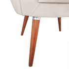 Poltrona Pétala Flor Veludo Bege Em Pés Palito Madeira