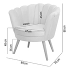 Poltrona Pétala Flor Veludo Cinza Em Pés Palito Madeira