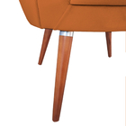 Poltrona Pétala Flor Veludo Laranja Em Pés Palito Madeira