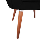 Poltrona Pétala Flor Veludo Preto Em Pés Palito Madeira