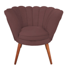Poltrona Pétala Flor Veludo Vinho Em Pés Palito Madeira