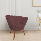 Poltrona Pétala Flor Veludo Vinho Em Pés Palito Madeira