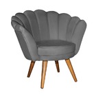 Poltrona Pétala Girassol Retro Cinza Confortável Puff Veludo