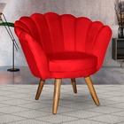 Poltrona Pétala Girassol Retro Vermelho Confortável Veludo