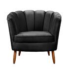 Poltrona Pétala Pés De Madeira Sala E Quarto Ariel Preto