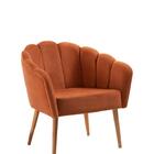 Poltrona Pétala Slim Em Veludo Caramelo Com Pés Madeira Tauari