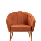 Poltrona Pétala Slim Em Veludo Caramelo Com Pés Madeira Tauari