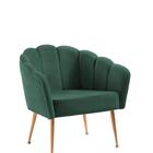 Poltrona Pétala Slim Em Verde Caramelo Com Base Dourada