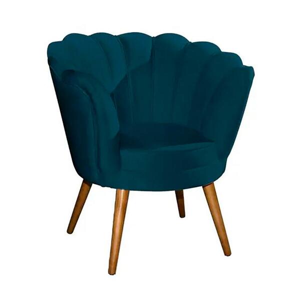 Poltrona Pétala Veludo Pés Palito Decorativa Moderna