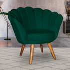 Poltrona Pétala Verde Pelúcia