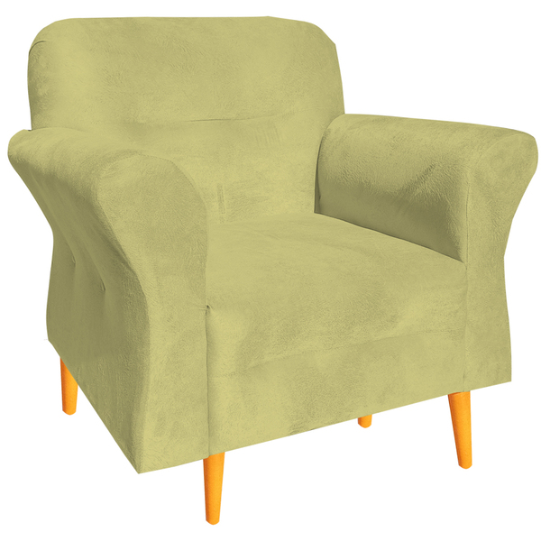 Poltrona Pietra Decorativa Palito Luxo Tecido Amarelo