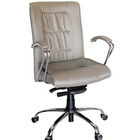 Poltrona Presidente Base Cromada Linha Vicenza Bege