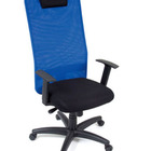 Poltrona Presidente Com Apoio De Cabeça Linha Tela Mesh Azul