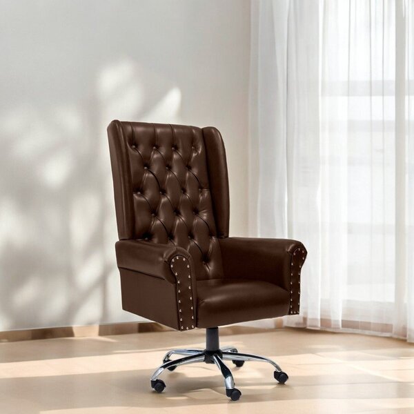 Poltrona Presidente Consul Chest Design Clássico Marrom Café