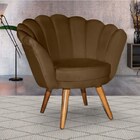 Poltrona Puff Pétala Em Veludo Decorativa Marrom