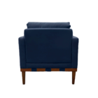 Poltrona Quebec Base Madeira Maciça Suede Bege Zahav Azul Esc