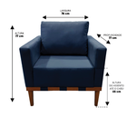 Poltrona Quebec Base Madeira Maciça Suede Bege Zahav Azul Esc