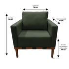 Poltrona Quebec Base Madeira Maciça Suede Bege Zahav Verde Es