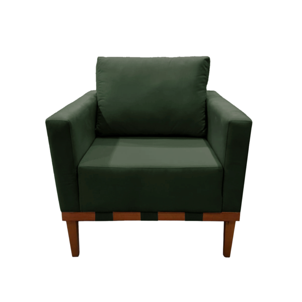 Poltrona Quebec Base Madeira Maciça Suede Bege Zahav Verde Es