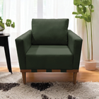 Poltrona Quebec Base Madeira Maciça Suede Bege Zahav Verde Es