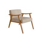 Poltrona Ravena Algodão Bege E Nogueira