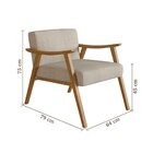 Poltrona Ravena Algodão Bege E Nogueira