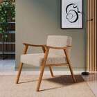 Poltrona Ravena Algodão Bege E Nogueira