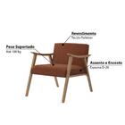 Poltrona Ravena Estofada Em Tecido Poliéster - Nogueira/marr