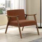 Poltrona Ravena Estofada Em Tecido Poliéster - Nogueira/marr