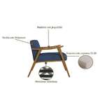 Poltrona Ravena Poliéster Azul Marinho E Nogueira