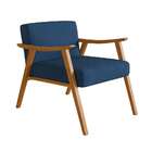 Poltrona Ravena Poliéster Azul Marinho E Nogueira