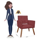 Poltrona Recepção Camila Suede Bordo Pés Palito - Vallisa Dec