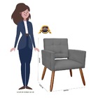 Poltrona Recepção Camila Suede Cinza Pés Palito - Vallisa Dec