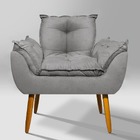 Poltrona Recepção Opala Suede Cinza Pés Palitos - Vallisa Dec