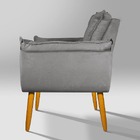 Poltrona Recepção Opala Suede Cinza - Vallisa Decor