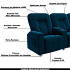 Poltrona Reclinável 3 Lugares Para Sala De Cinema Pequim Velu