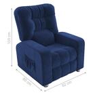 Poltrona Reclinável Almofada Derby Veludo Azul