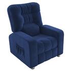 Poltrona Reclinável Almofada Derby Veludo Azul