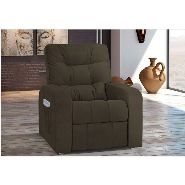 Poltrona Reclinável Azera Mx-7 Suede Animale Marrom L21 - Mat