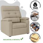 Poltrona Reclinável Bege Suede Akinori Shop Jm