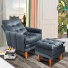 Poltrona Reclinável Com Puff Veludo Grafite Veneza Boutique K