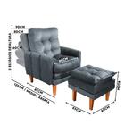 Poltrona Reclinável Com Puff Veludo Grafite Veneza Boutique K