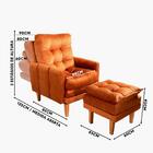 Poltrona Reclinável Com Puff Veludo Laranja Veneza Boutique K