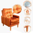 Poltrona Reclinável Com Puff Veludo Laranja Veneza Boutique K